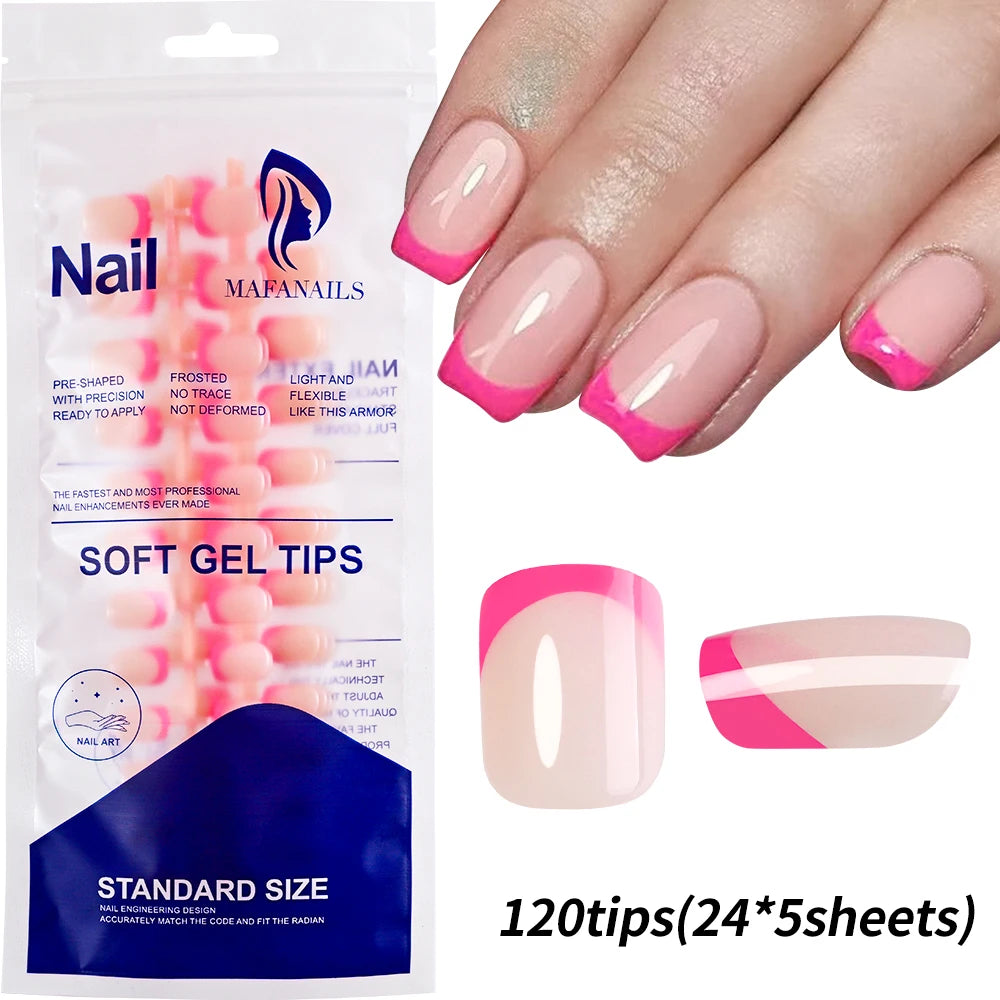 240/120 pz Estate Colorato Unghie Finte Breve Quadrato Presse sulle Unghie Francese Acrilico Manicure Unghie artistiche Lucido Copertura Completa Unghie Finte