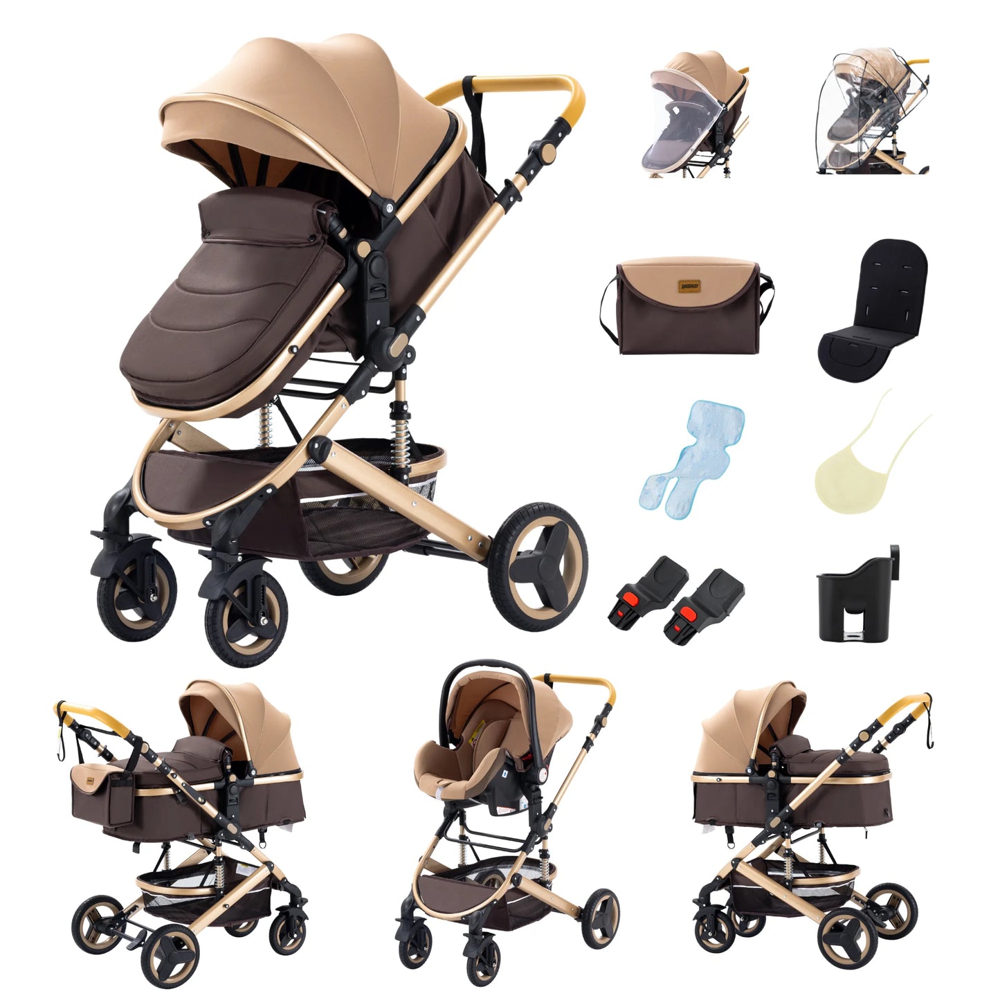 Passeggino 3 in 1 Estivo Traspirante con Seggiolino Auto | Telaio Alluminio