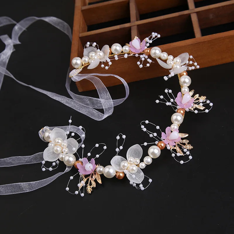 Fascia Floreale con Perle — Bambina e Sposa
