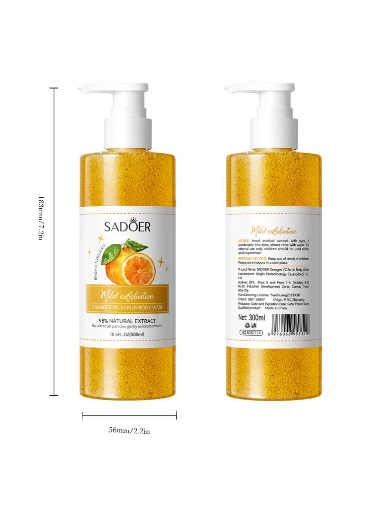 Gel Doccia Esfoliante 300ml – Scrub Naturale, Illuminante & Profumato | Donna