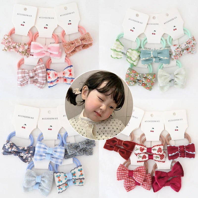 Set 10 Elastici per Capelli Bambina — Fiocchi e Nodi, 19 Colori