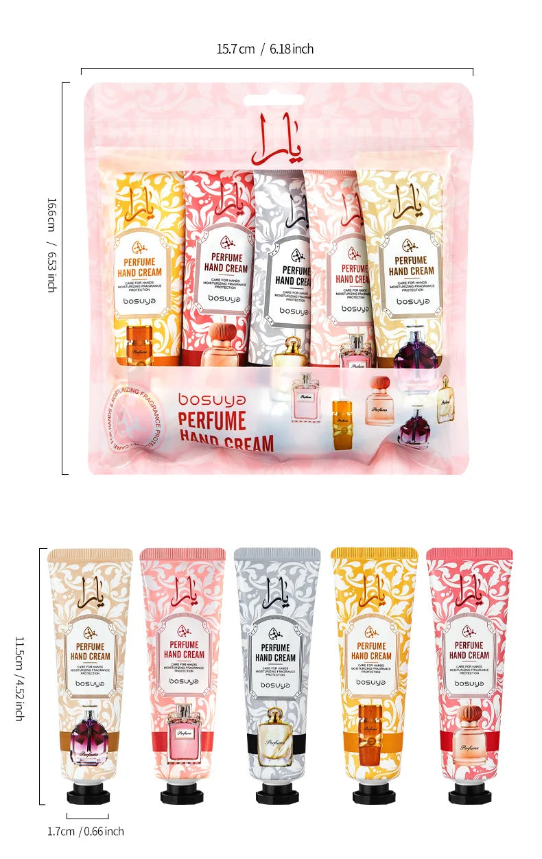 Set 5 Creme Mani Profumate – Idratanti con Vitamina E, Miele & Aloe | Regalo