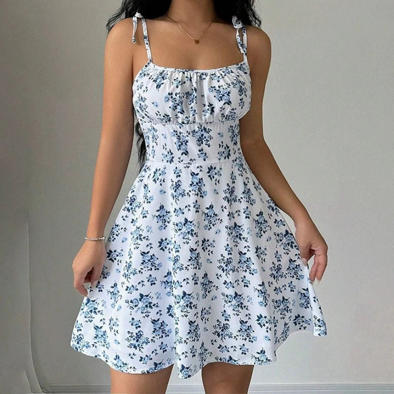 Abito Corto Estivo Floreale – Spalline Sottili, Scollo Quadrato | Donna