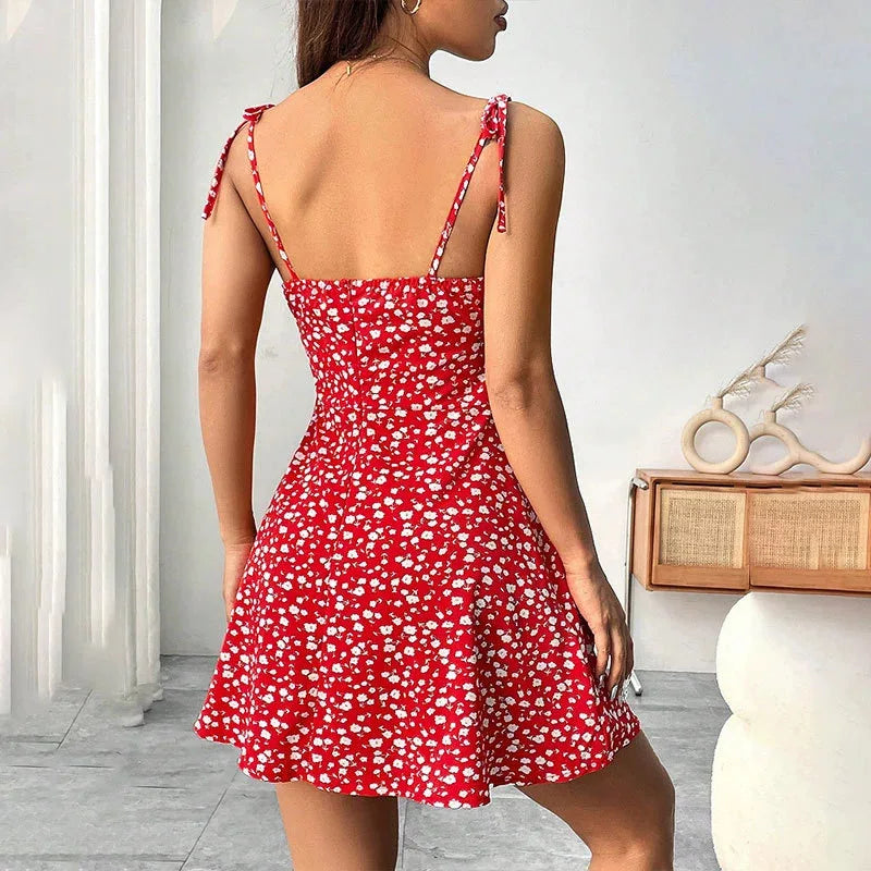 Abito Corto Estivo Floreale – Spalline Sottili, Scollo Quadrato | Donna