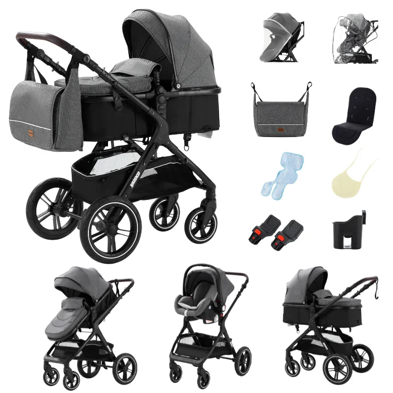 Passeggino 3 in 1 Estivo Traspirante con Seggiolino Auto | Telaio Alluminio