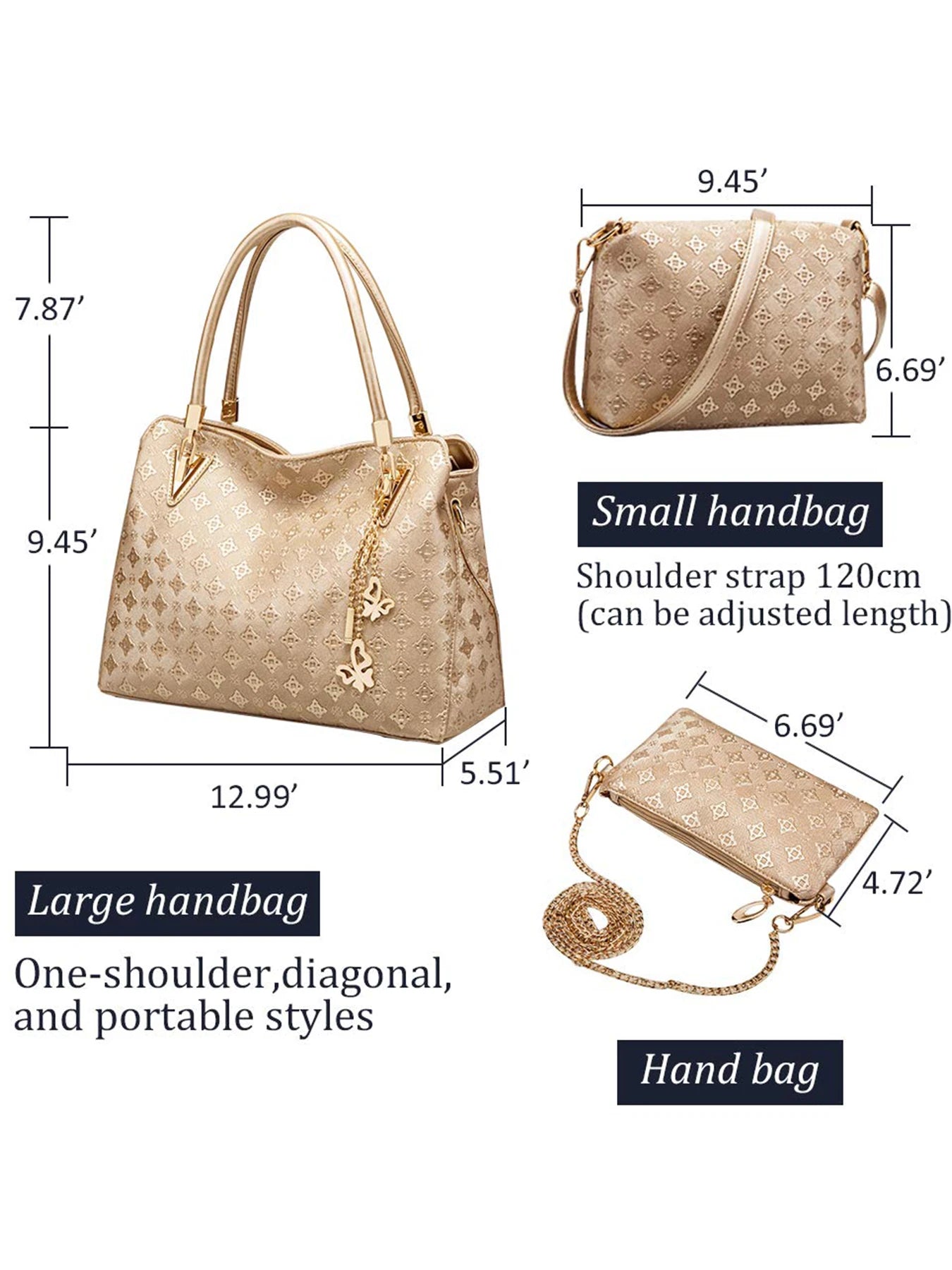 Set 4 Borse Donna – Tote Grande + Tracolla + Pochette + Portacarte | 4 Colori | Ufficio Shopping Party