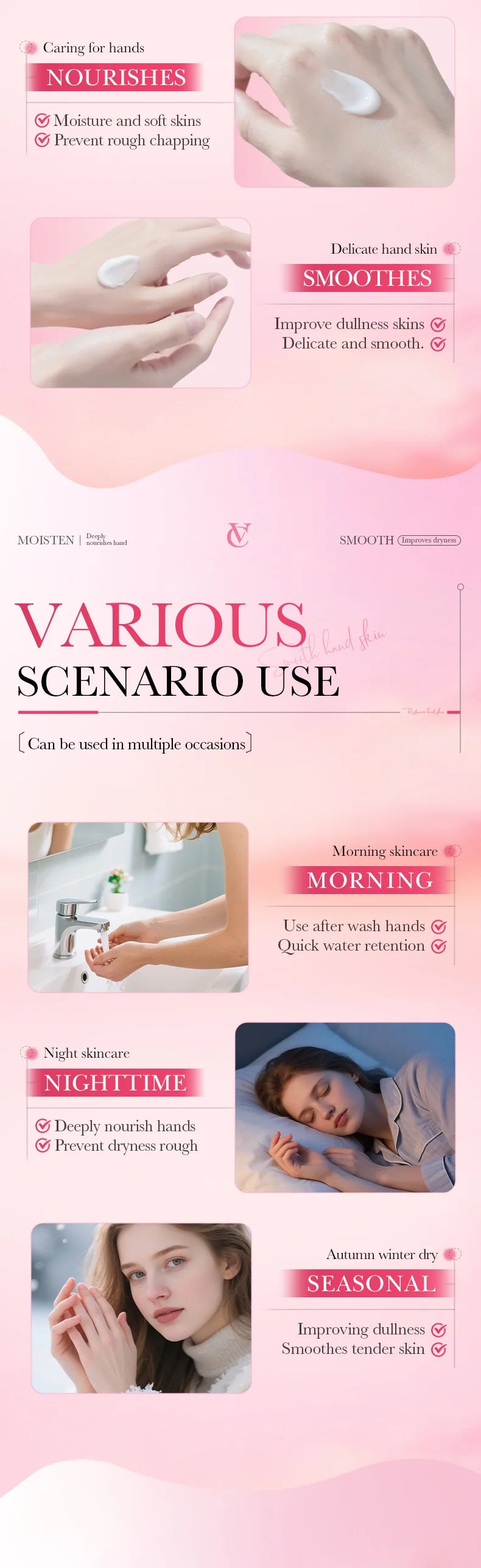 VC Strawberry Hand Cream - 30g Moisturizing and Brightening for Winter, Repairs Dry and Cracked Skin, Lightweight Fast-Absorbing Formula