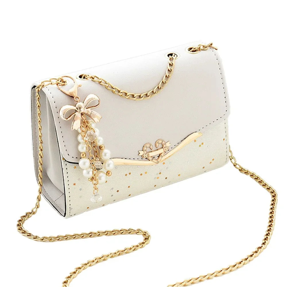 Borsa alla moda da donna Borse a tracolla singole con paillettes alla moda Custodia per cellulare Borsa da donna in pelle PU con pendente a nappa