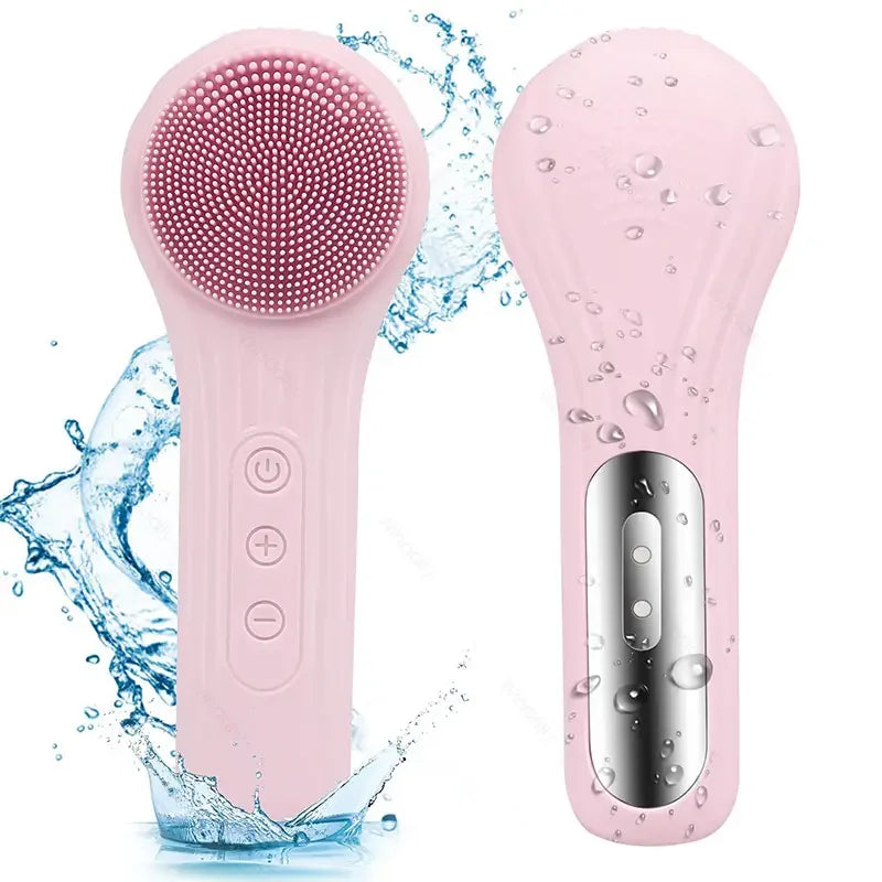 Detergente a vibrazione ad ultrasuoni Rondella per il viso in silicone Controllo della resistenza a 6 livelli Riscaldamento Ipx7 Impermeabile ricaricabile
