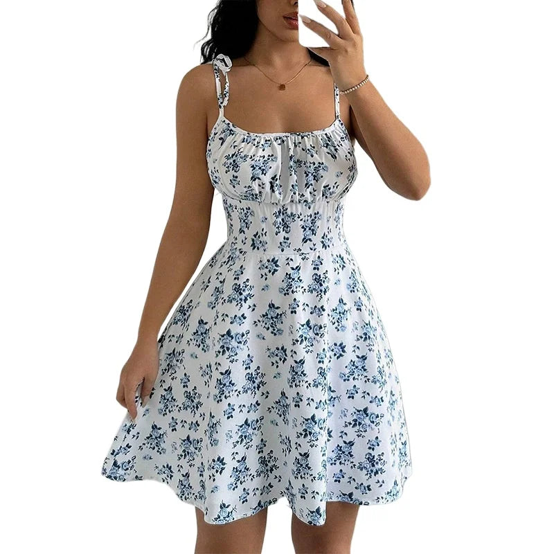 Abito Corto Estivo Floreale – Spalline Sottili, Scollo Quadrato | Donna