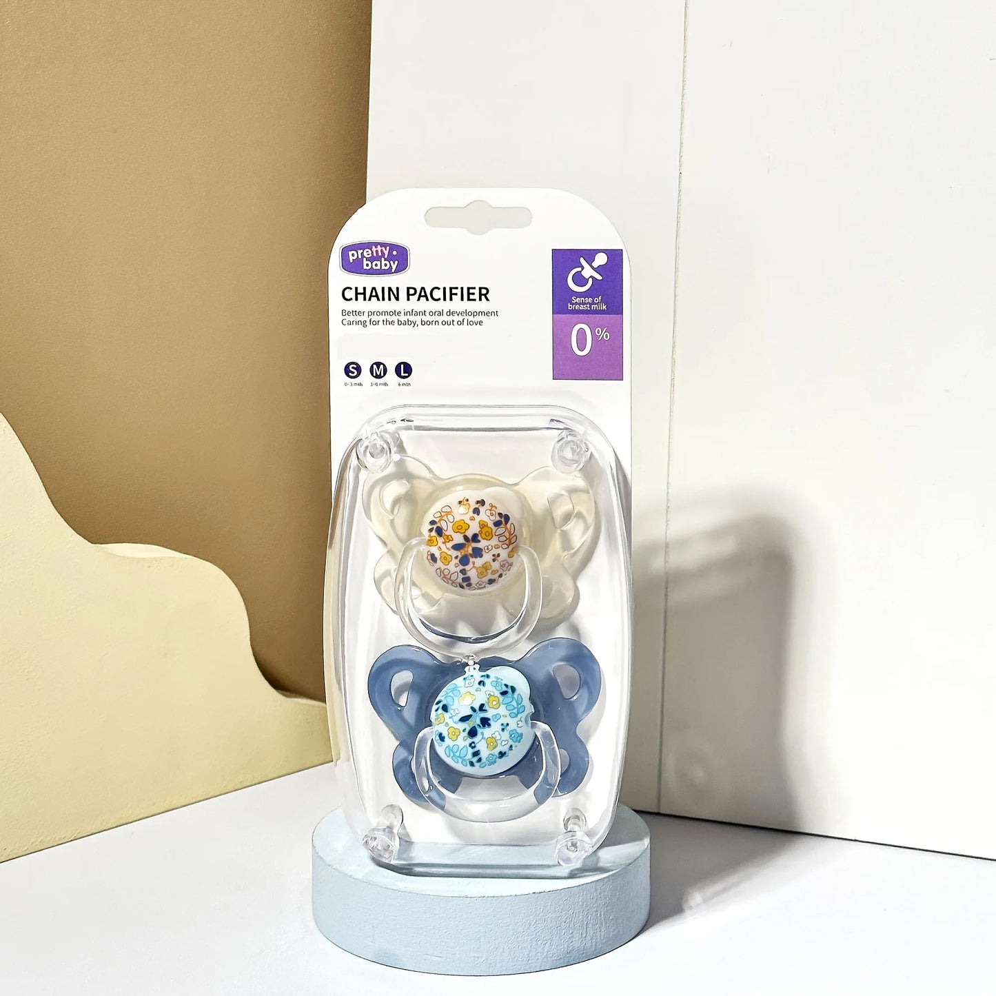 Set 2/4 Ciucci per Neonati con Coperchio – Motivo Floreale, Tettarella a Pollice, Silicone