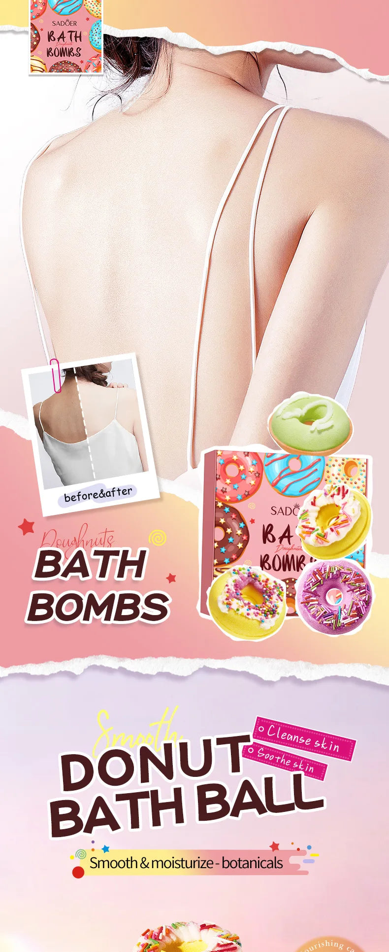 Set 4 Bombe da Bagno a Ciambella – Sale Marino & Burro di Karitè | Fatto a Mano