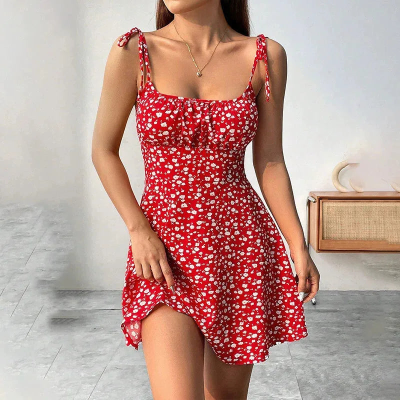 Abito Corto Estivo Floreale – Spalline Sottili, Scollo Quadrato | Donna