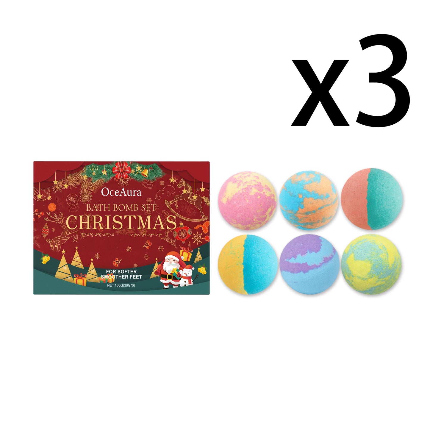 Bombe da Bagno OceAura – Aromaterapia, Idratanti e Rilassanti | 180g, 2x180g, 3x180g