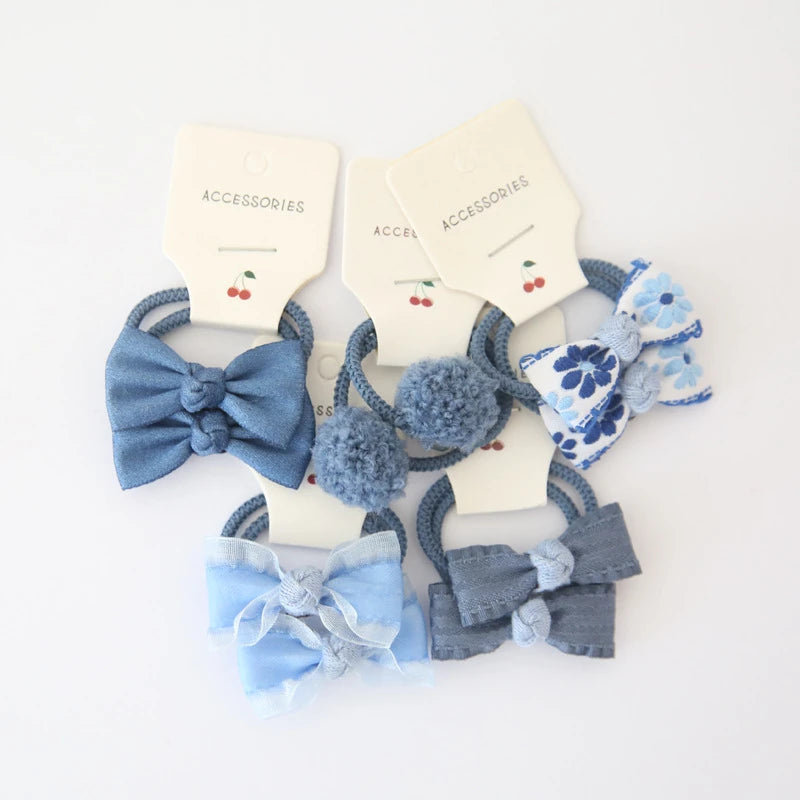 Set 10 Elastici per Capelli Bambina — Fiocchi e Nodi, 19 Colori