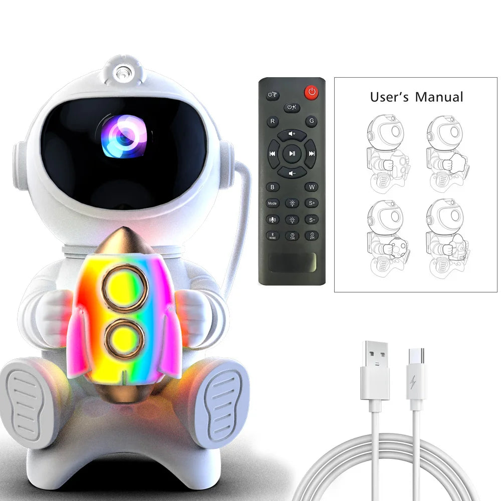 Astronauta Proiettore stellare a LED Luce notturna Proiettori galassia Altoparlante Bluetooth per l'arredamento della camera da letto Lampada da cielo stellato regalo per bambini