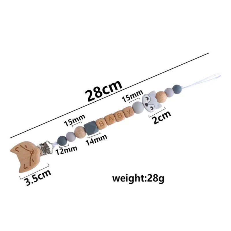 Catenella Porta Ciuccio in Legno e Silicone | Clip Animali | Ecologica
