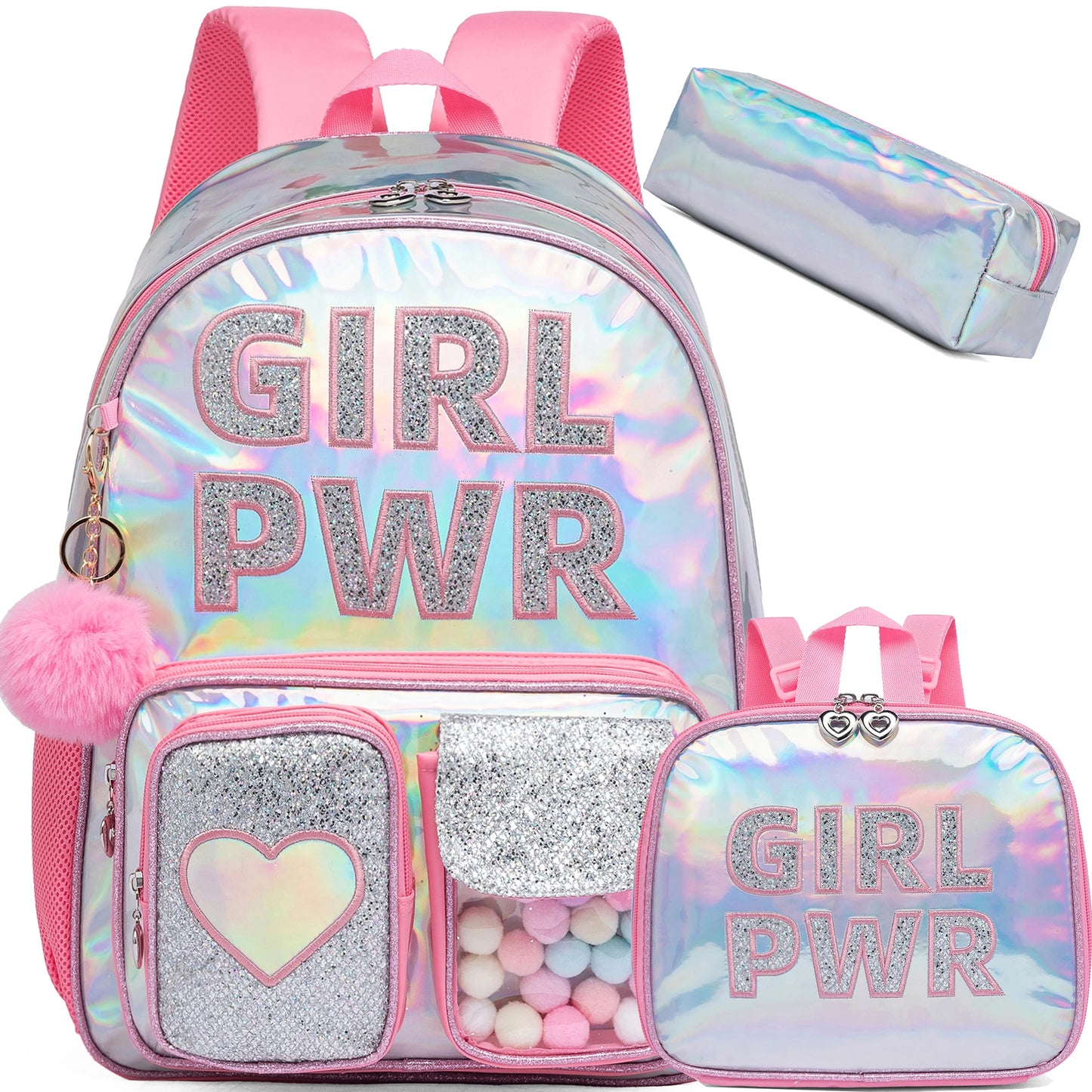 Zaino Scuola per Ragazze con Lunch Box — Set 3 Pezzi