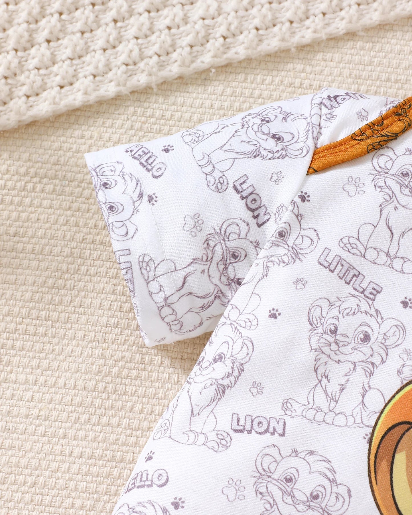 Set estivo da 3 pezzi per neonato Cartoon Lion Full Print Top, pantaloni, cappello Set moda 0-18 mesi Neonato