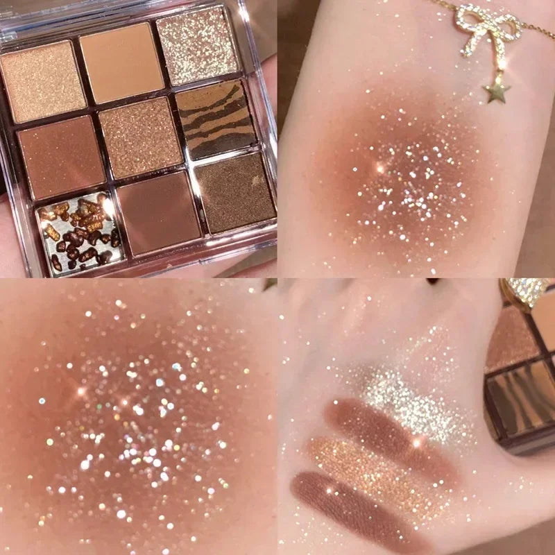 Tavolozza Ombretti 9 Colori — Matte, Glitter e Metallico