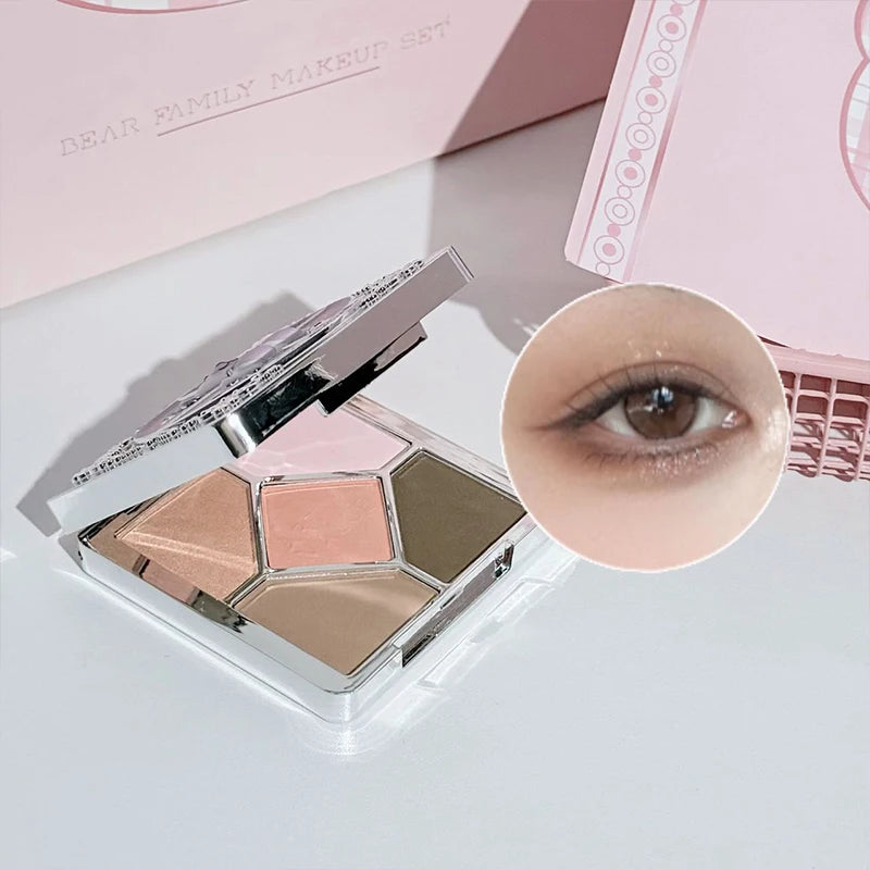 Set Trucco Lusso 7 Pezzi – Rossetti Opachi, Blush, Cipria, Palette Occhi & Collana