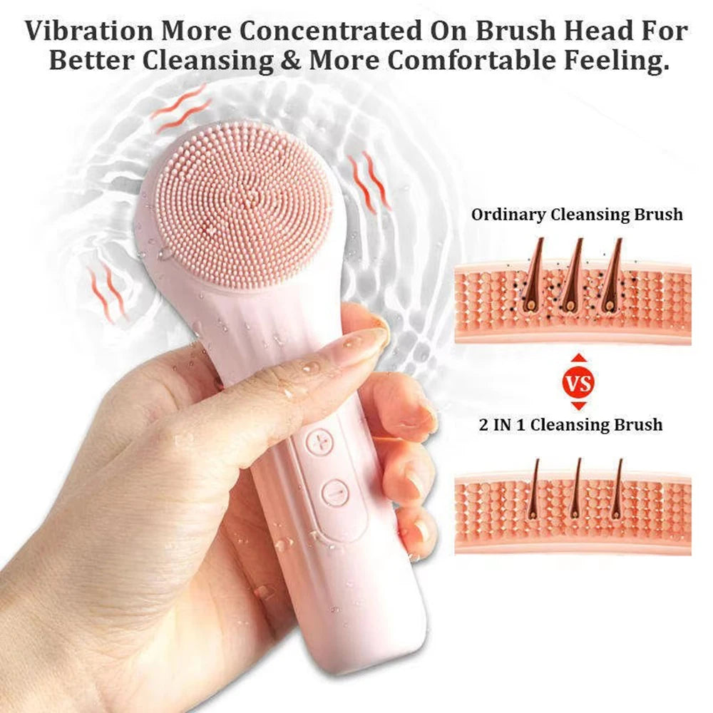 Detergente a vibrazione ad ultrasuoni Rondella per il viso in silicone Controllo della resistenza a 6 livelli Riscaldamento Ipx7 Impermeabile ricaricabile