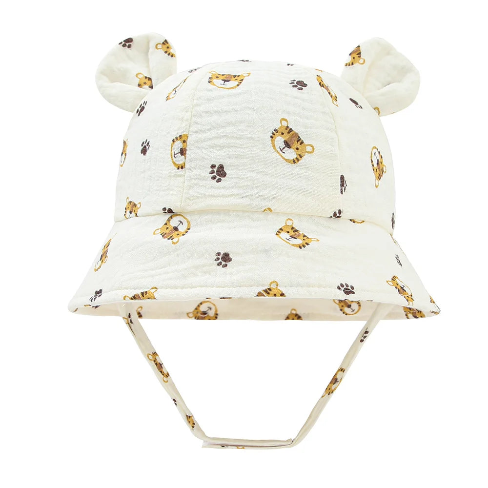 Cappellino da Sole Neonato in Mussola di Cotone – Panama Unisex 3-12 Mesi