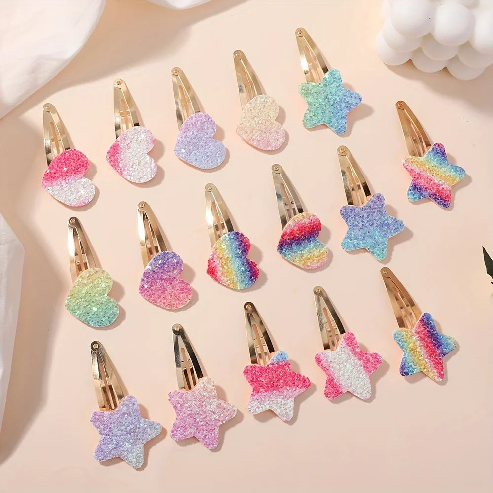 Set 16 Fermagli per Capelli Bambina — Glitter e Gocce Colorate