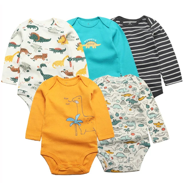 Tute per neonato 5 pezzi Set di vestiti per neonato Abbigliamento per bambina per bambino 100% cotone morbido per neonato Nuove tute per neonato in cartone animato