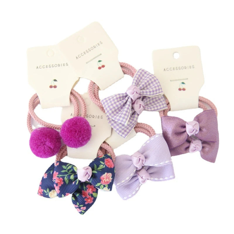Set 10 Elastici per Capelli Bambina — Fiocchi e Nodi, 19 Colori
