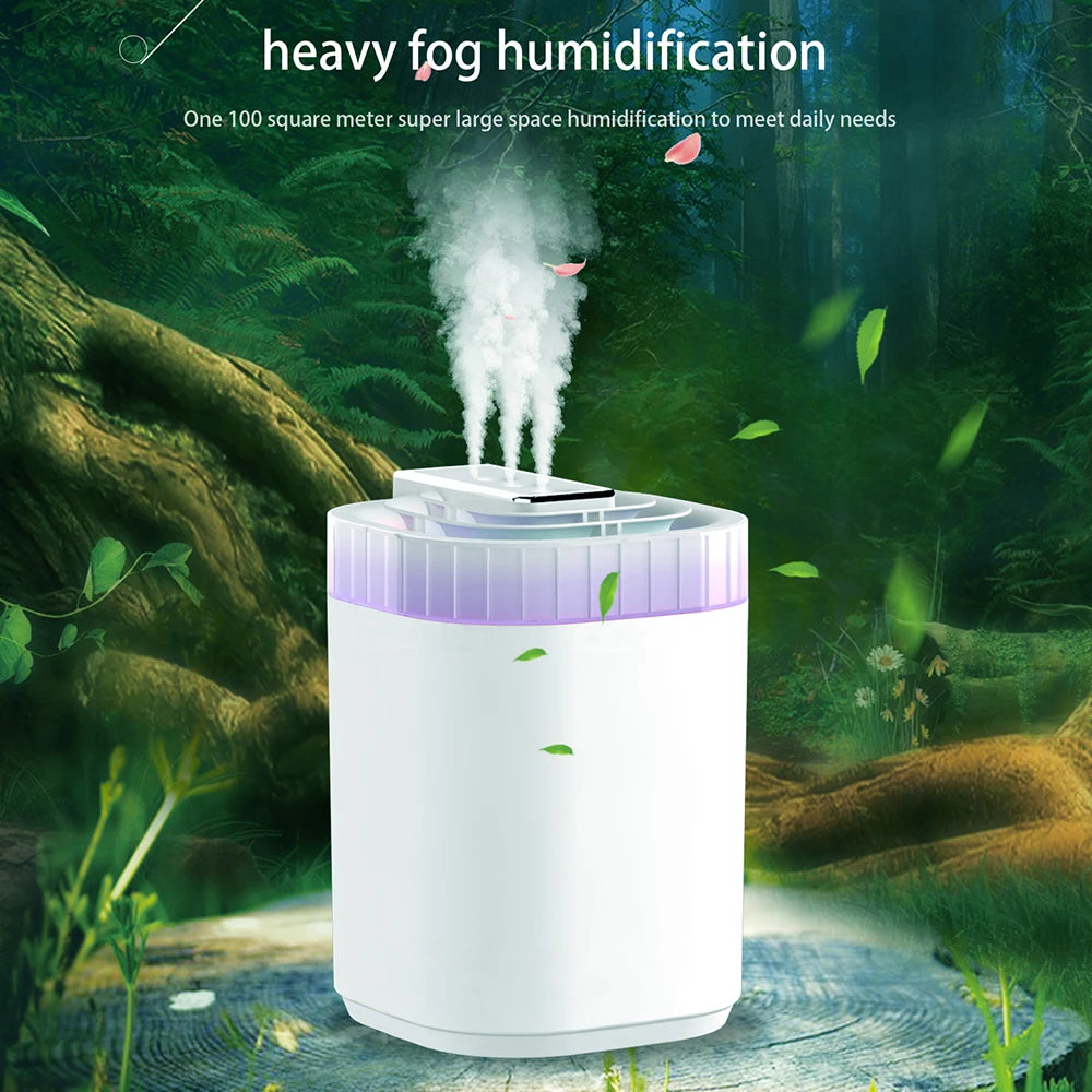 Umidificatore ad ultrasuoni da 3 litri Umidificatore a nebbia fredda con luce notturna e tre ugelli Umidificatore aromatico USB silenzioso per la casa