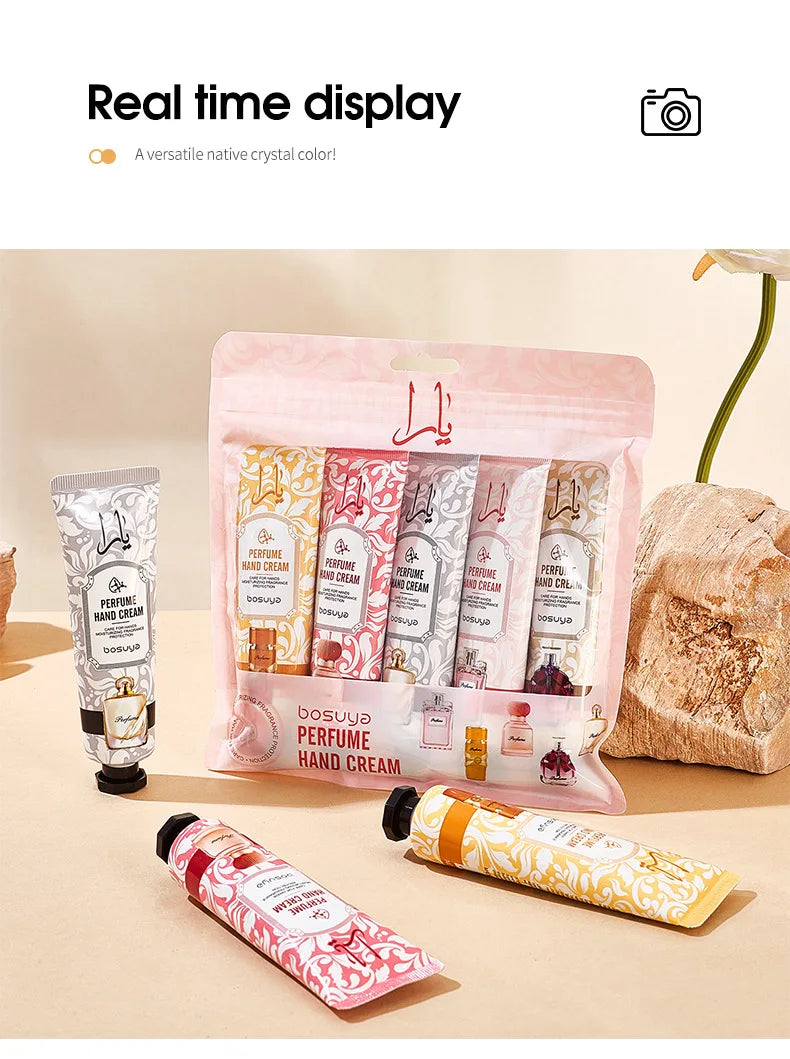 Set 5 Creme Mani Profumate – Idratanti con Vitamina E, Miele & Aloe | Regalo