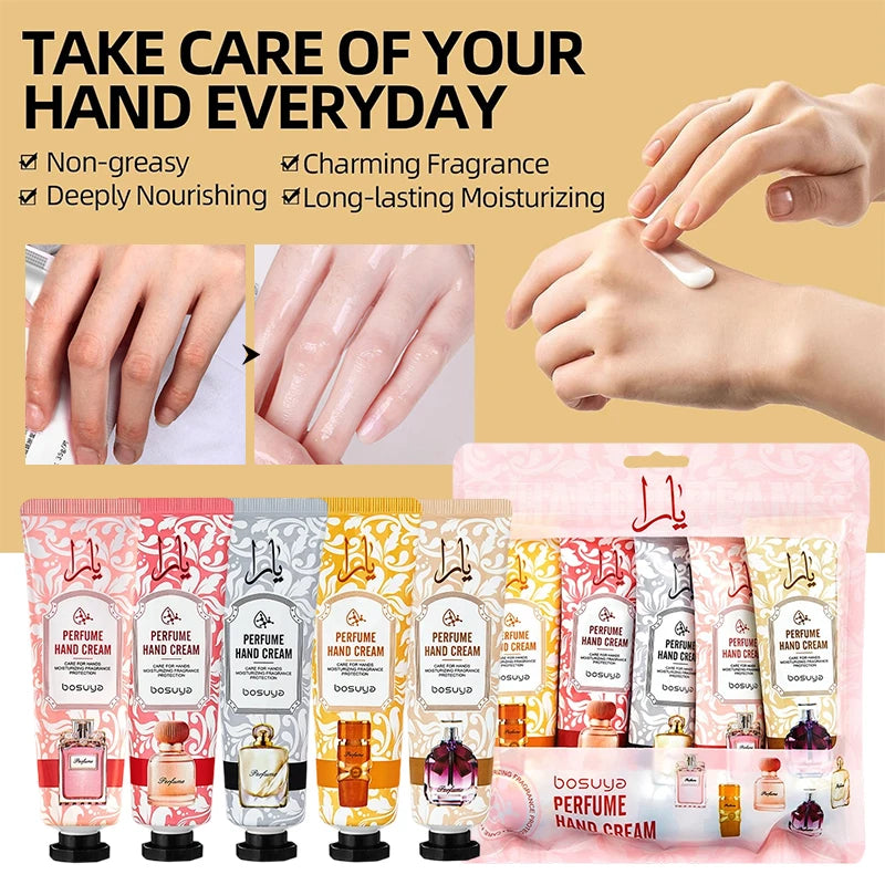 Set 5 Creme Mani Profumate – Idratanti con Vitamina E, Miele & Aloe | Regalo