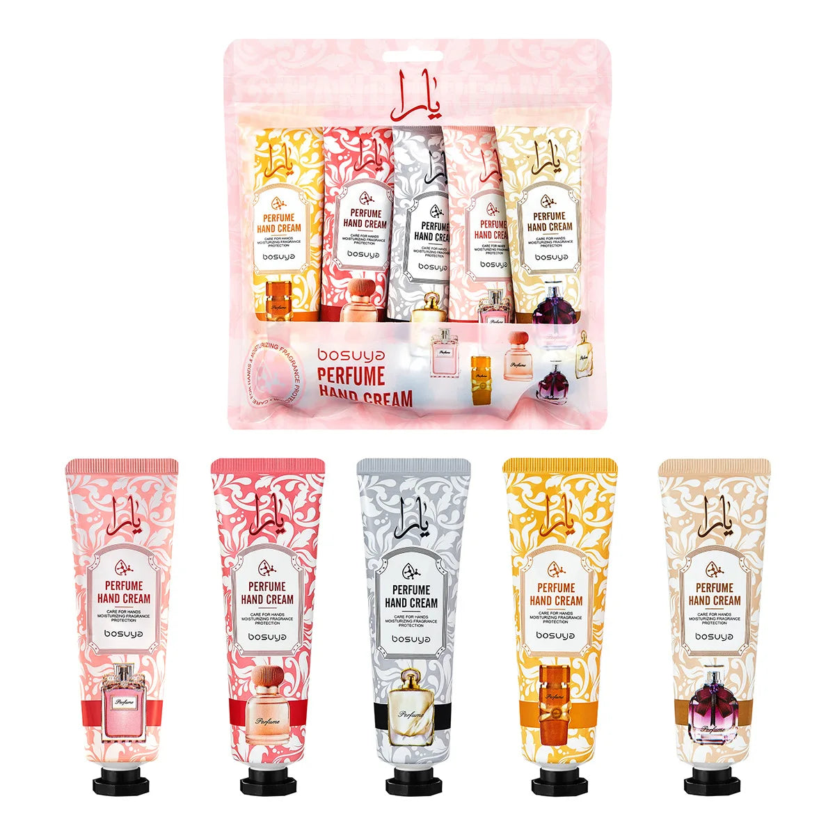 Set 5 Creme Mani Profumate – Idratanti con Vitamina E, Miele & Aloe | Regalo