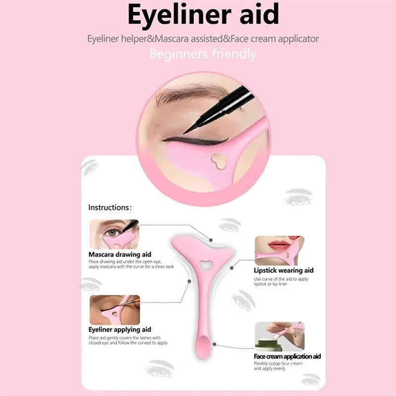 Stencil Trucco Multifunzionale in Silicone – Eyeliner, Sopracciglia, Rossetto & Ombretto