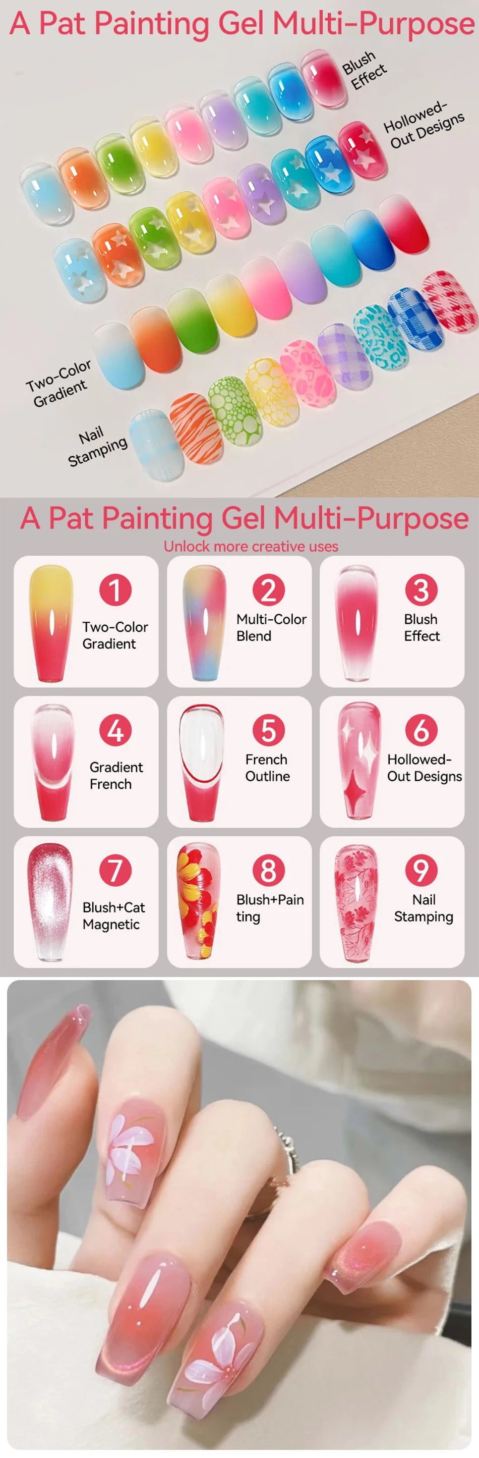 UR SUGAR Gel Nail Art 4 in 1 – 16 Colori per Sfumature, Stamping e Pittura UV/LED