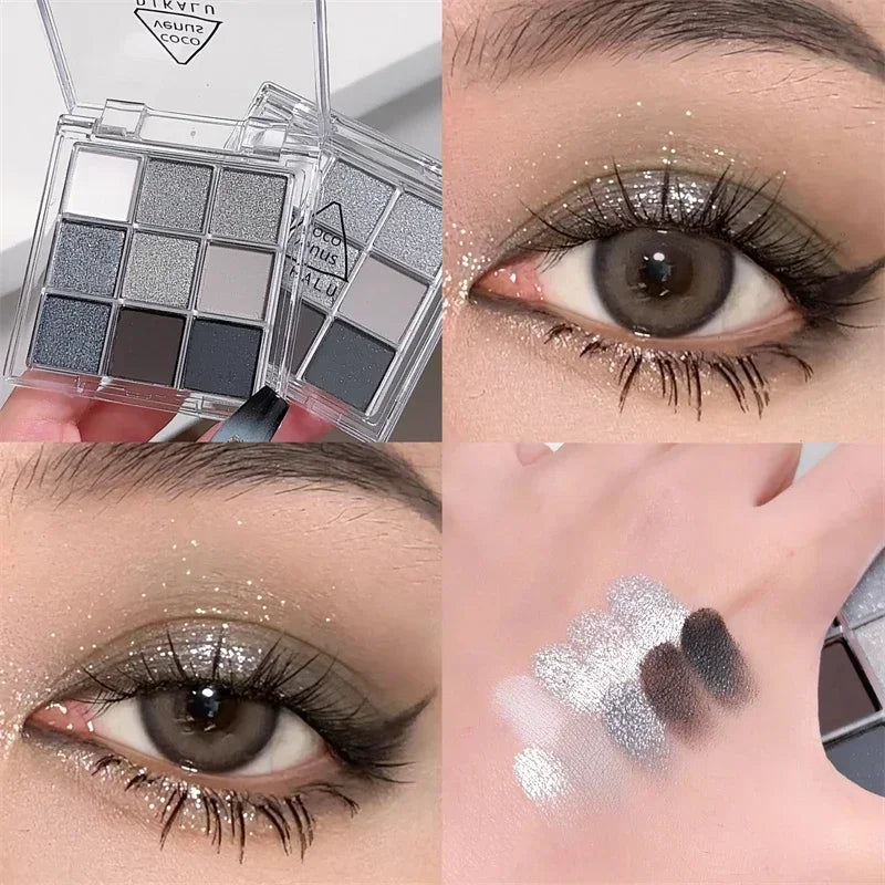 Tavolozza Ombretti 9 Colori — Matte, Glitter e Metallico