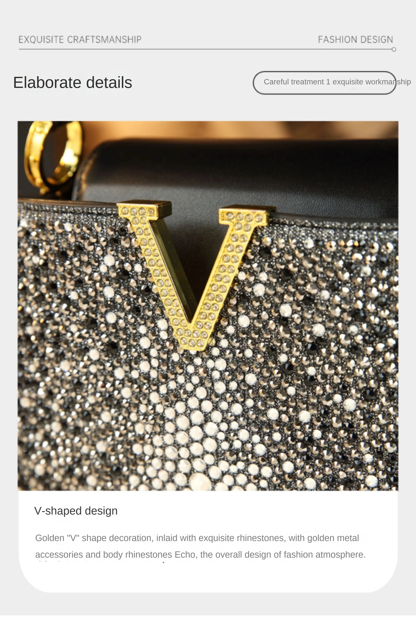 Borse da donna con diamanti alla moda di lusso 2025 Nuova borsa a tracolla piccola con lettera a V Borse a conchiglia in vera pelle