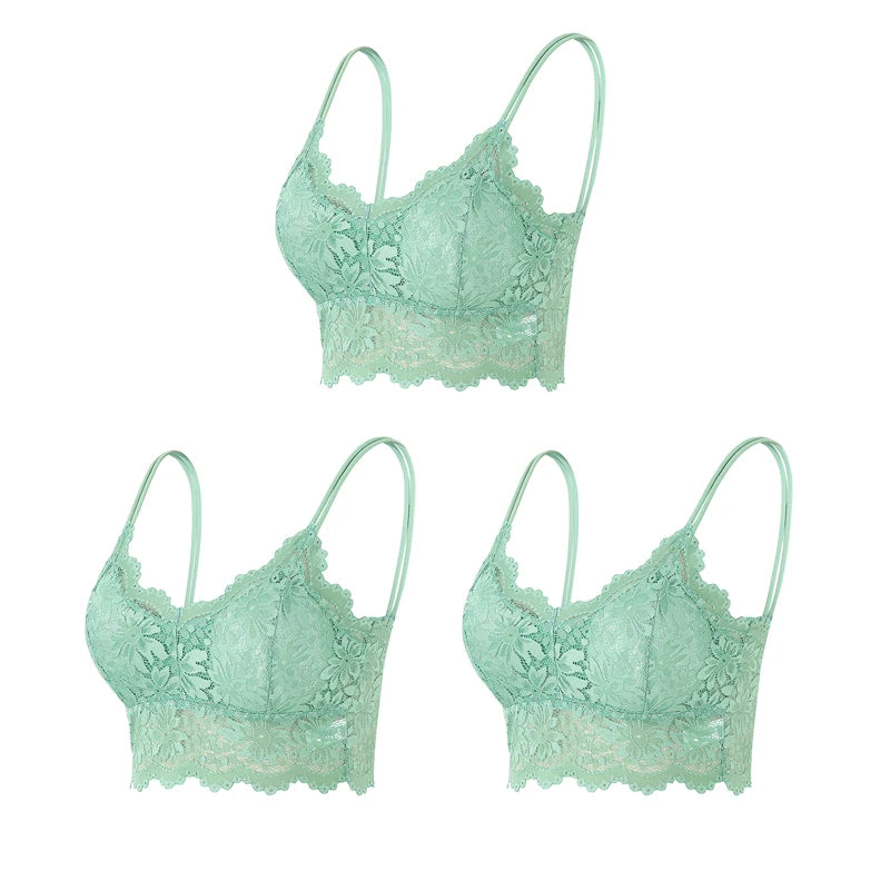 Set 3 Reggiseni in Pizzo Senza Fili – Bralette Push-Up Imbottito | 15 Stili | Donna