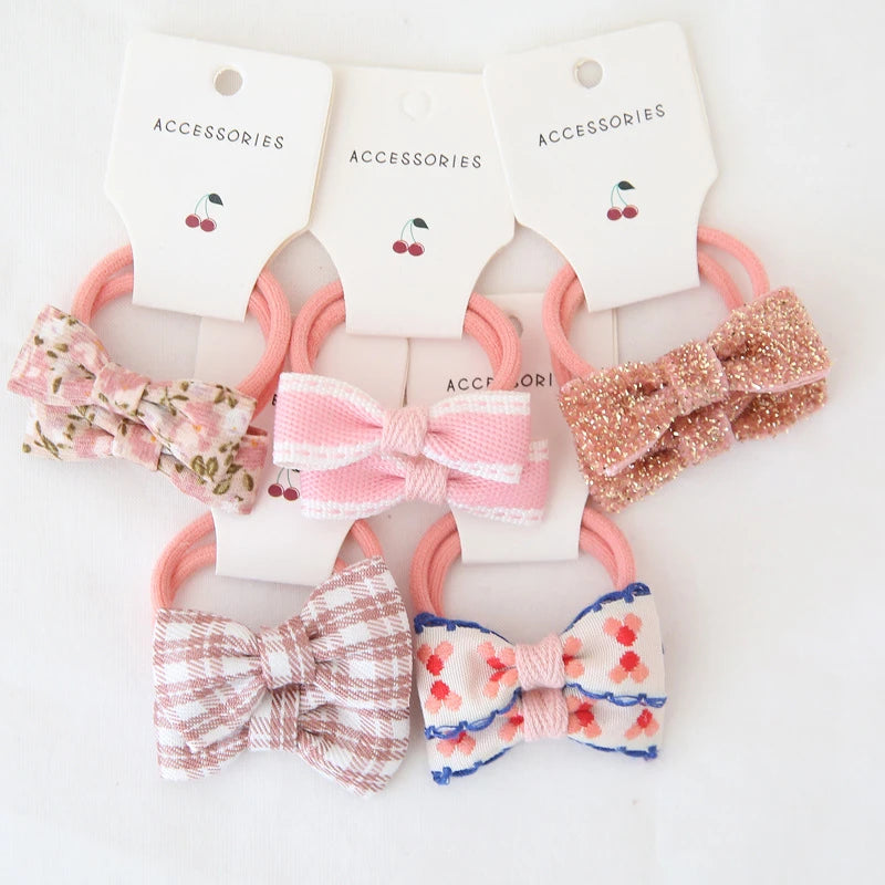 Set 10 Elastici per Capelli Bambina — Fiocchi e Nodi, 19 Colori