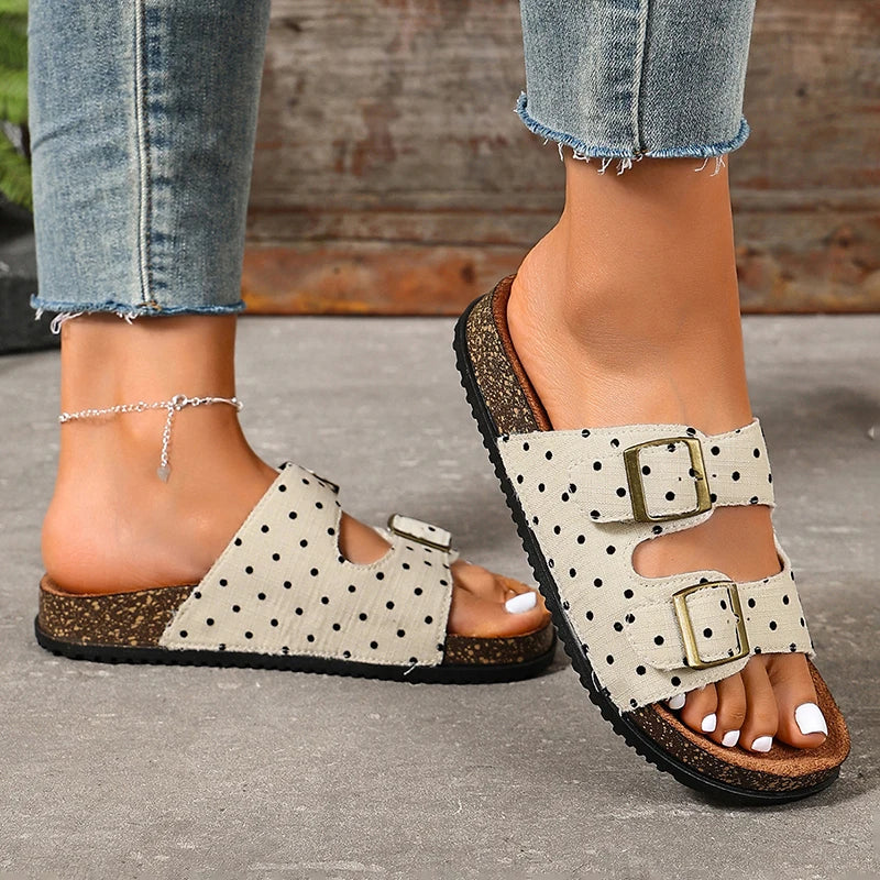 Sandali Birkenstock Vintage a Pois da Donna 2026, Moda con Doppia Fibbia e Suola Spessa, Zoccoli Donna Taglie Forti 43, Sandali Estivi