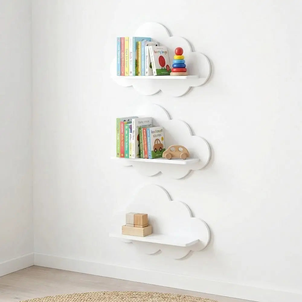 Mensola da Parete a Forma di Nuvola in Legno – Stile Moderno per Cameretta