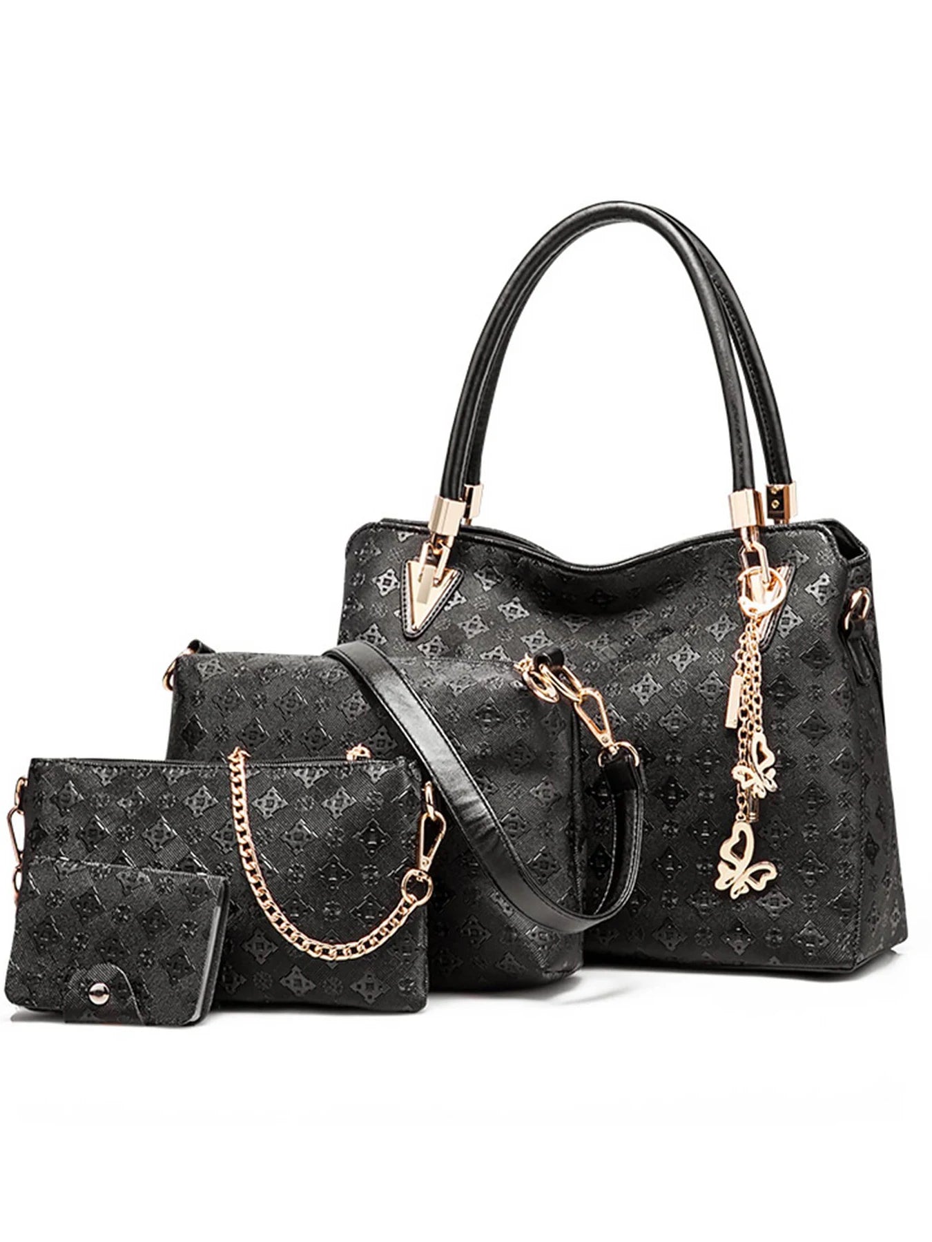 Set 4 Borse Donna – Tote Grande + Tracolla + Pochette + Portacarte | 4 Colori | Ufficio Shopping Party
