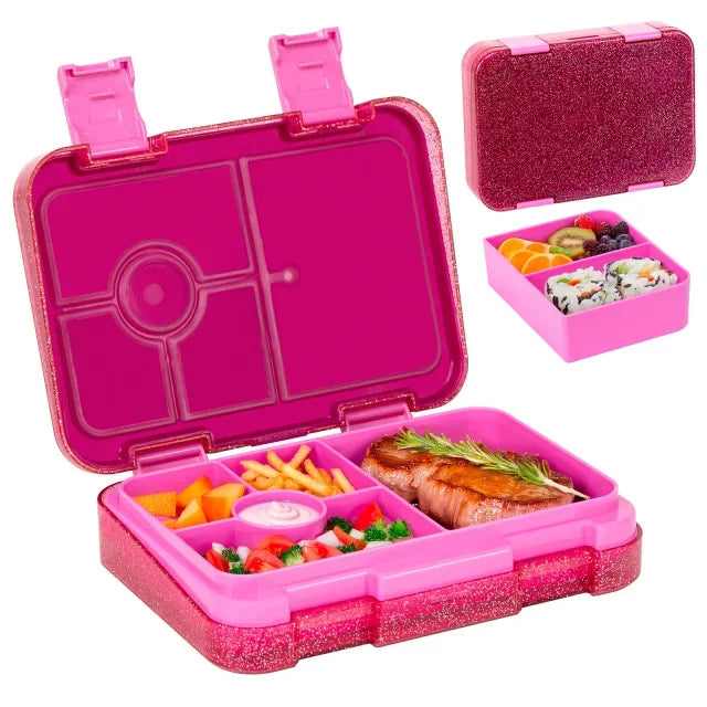 Bento Box per Bambini — Portapranzo 2 Livelli 5 Scomparti, Sicuro per Microonde, A Prova di Perdite
