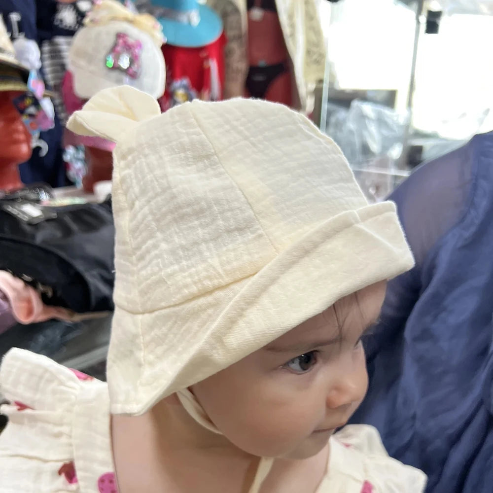 Cappellino da Sole Neonato in Mussola di Cotone – Panama Unisex 3-12 Mesi
