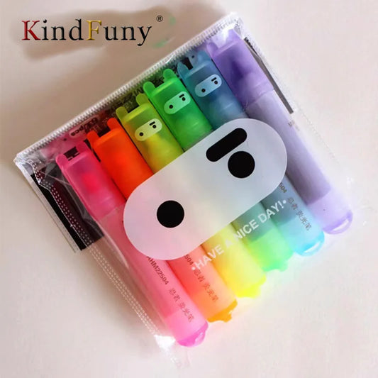 Set 6 Mini Evidenziatori Kawaii a Forma di Coniglio – Fluorescenti | Cancelleria