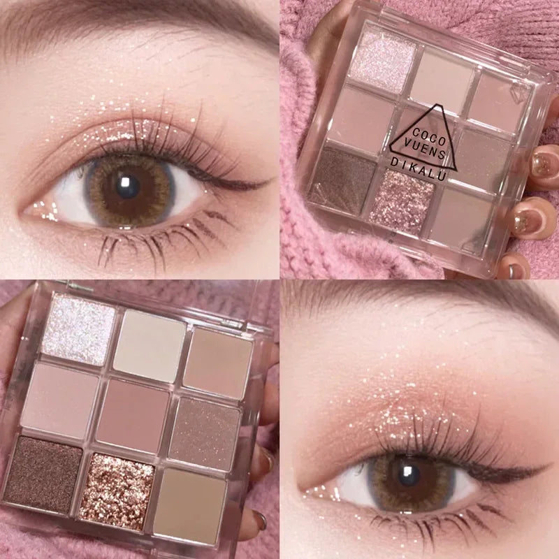 Tavolozza Ombretti 9 Colori — Matte, Glitter e Metallico