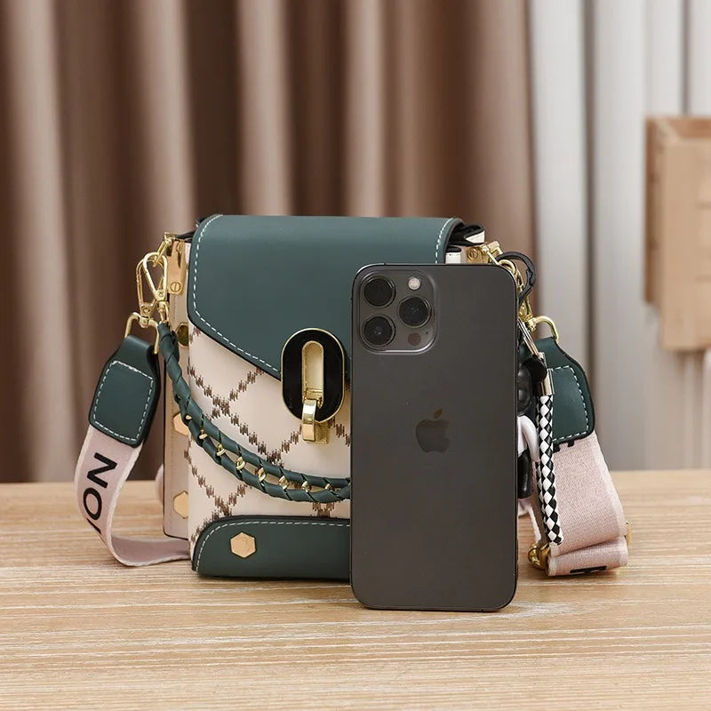 Versione coreana della piccola borsa quadrata semplice e alla moda, versatile borsa a tracolla alla moda, mini telefono cellulare alla moda