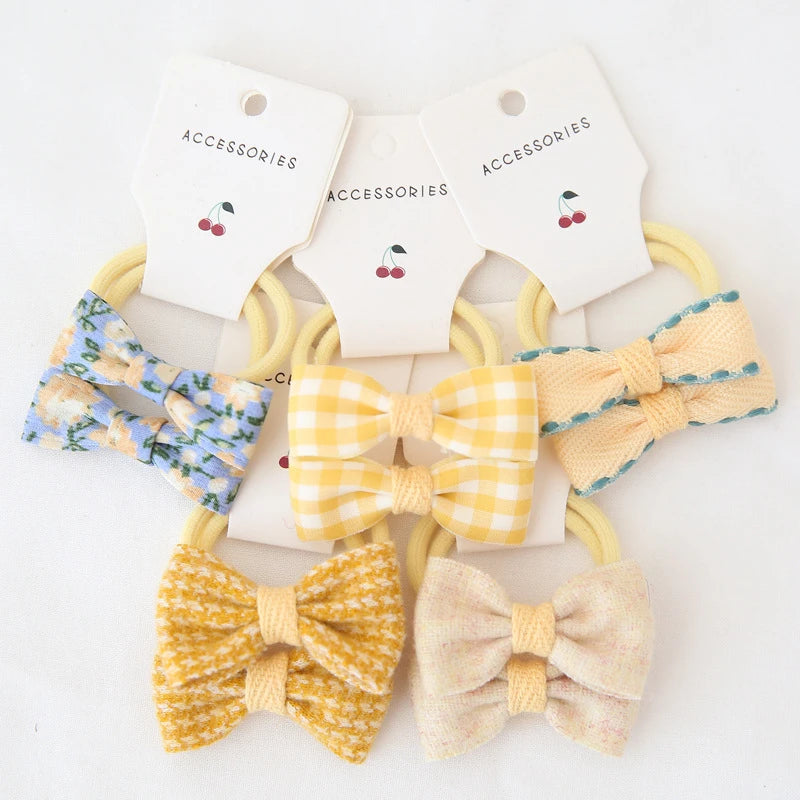 Set 10 Elastici per Capelli Bambina — Fiocchi e Nodi, 19 Colori