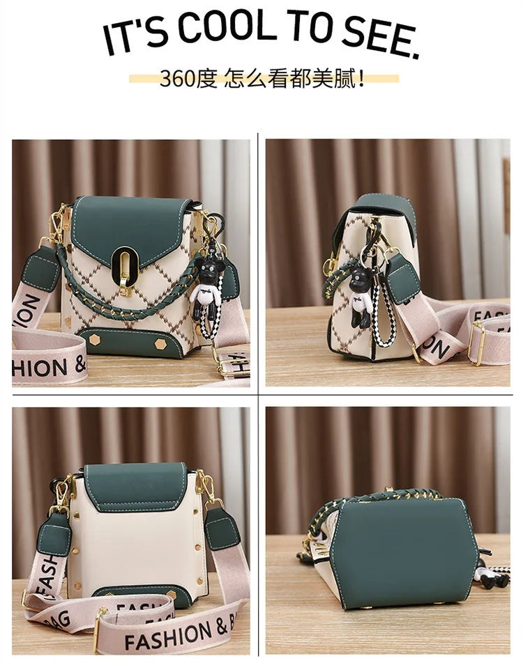 Versione coreana della piccola borsa quadrata semplice e alla moda, versatile borsa a tracolla alla moda, mini telefono cellulare alla moda